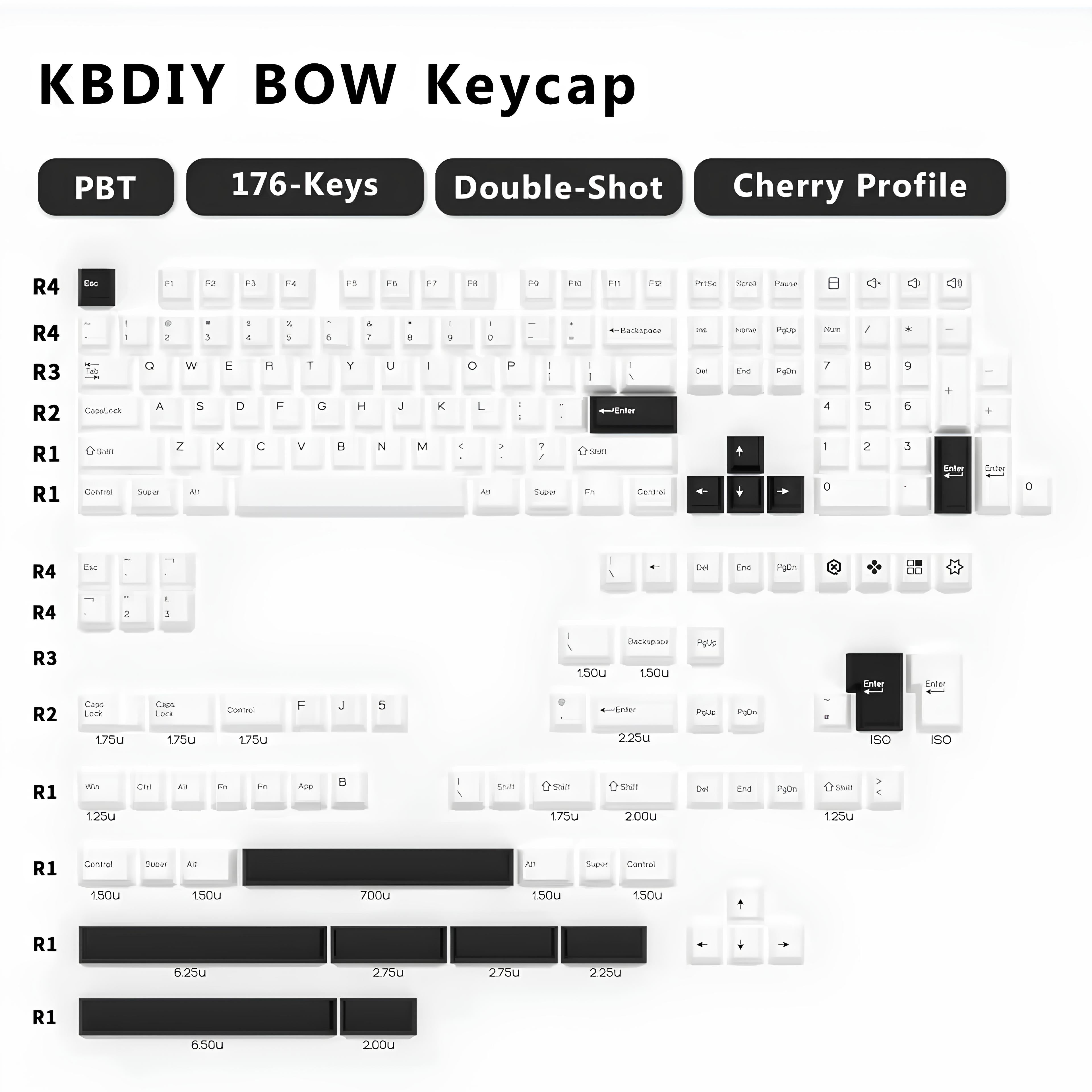 KBDiy Bow – 174 Keys PBT Cherry Profile